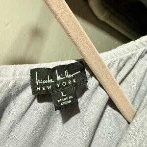 Nicole Miller Light blue one shouldered dress with belt